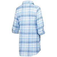 Chemise de nuit à manches longues et carreaux Los Angeles Chargers Mainstay pour femme Concepts Sport bleu poudré