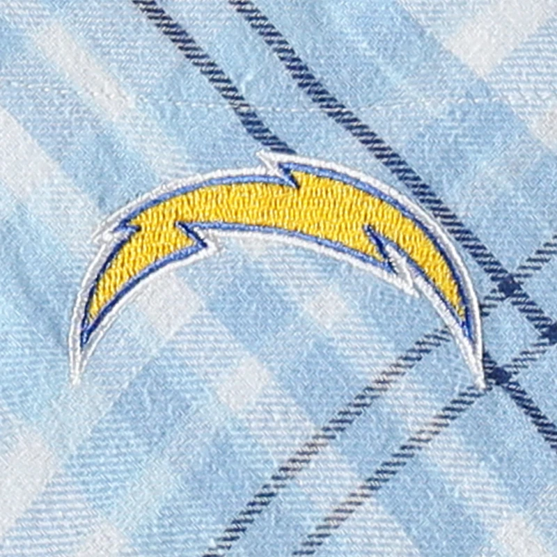 Chemise de nuit à manches longues et carreaux Los Angeles Chargers Mainstay pour femme Concepts Sport bleu poudré