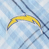 Chemise de nuit à manches longues et carreaux Los Angeles Chargers Mainstay pour femme Concepts Sport bleu poudré