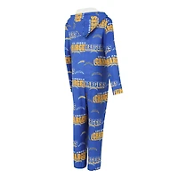 Women's Concepts Sport Powder Blue Los Angeles Chargers Roadway Allover Print Microfleece Full-Zip Union Suit