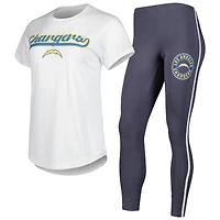 Ensemble de nuit Concepts Sport blanc/anthracite pour femme avec haut et legging Sonata des Chargers Los Angeles