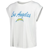 Ensemble de nuit T-shirt et short en tricot Los Angeles Chargers Montana Concepts Sport pour femme, blanc/crème
