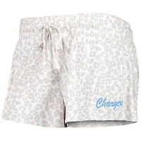 Ensemble de nuit T-shirt et short en tricot Los Angeles Chargers Montana Concepts Sport pour femme, blanc/crème