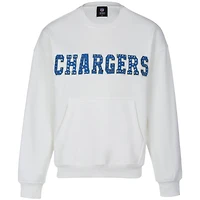 Women's Cuce White Los Angeles Chargers Chenille Jeweled Sweatshirt