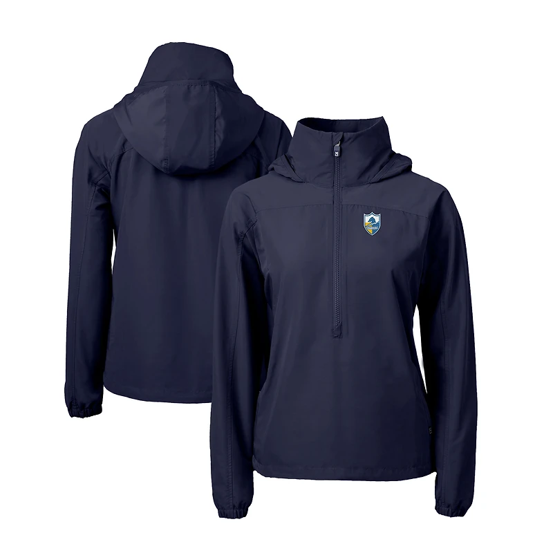 Veste anorak demi-zip écologique recyclée Charter des Los Angeles Chargers pour femme, bleue, Cutter & Buck
