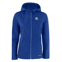 Women's Cutter & Buck Blue Los Angeles Chargers Evoke Eco Softshell Recycled Full-Zip Hooded Jacket