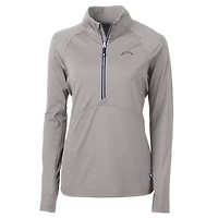 Women's Cutter & Buck Gray Los Angeles Chargers Adapt Eco Knit Half-Zip Pullover Jacket