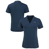 Women's Cutter & Buck Heather Navy Los Angeles Chargers Forge Stretch Blade DryTec V-Neck Polo