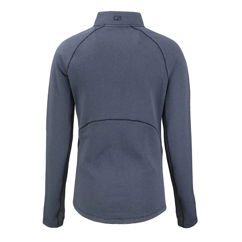 Veste raglan demi-zip Cutter & Buck Peshastin Eco Fleece recyclée, bleu marine chiné, pour femme, Los Angeles Chargers