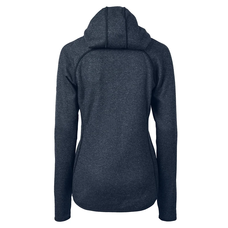 Veste zippée intégrale pour femme Cutter & Buck Heather Navy Los Angeles Chargers avec logo rétro Mainsail