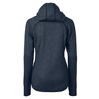 Veste zippée intégrale pour femme Cutter & Buck Heather Navy Los Angeles Chargers avec logo rétro Mainsail