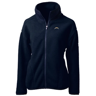 Women's Cutter & Buck Navy Los Angeles Chargers Cascade Eco Sherpa Fleece Full-Zip Jacket