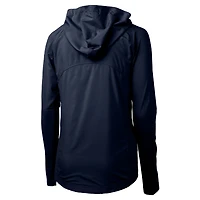 Women's Cutter & Buck  Navy Los Angeles Chargers Helmet Logo Adapt Eco Knit Hybrid Recycled Full-Zip Hoodie