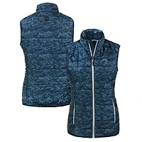Women's Cutter & Buck Navy Los Angeles Chargers Rainier PrimaLoft Eco Insulated Full-Zip Printed Puffer Vest