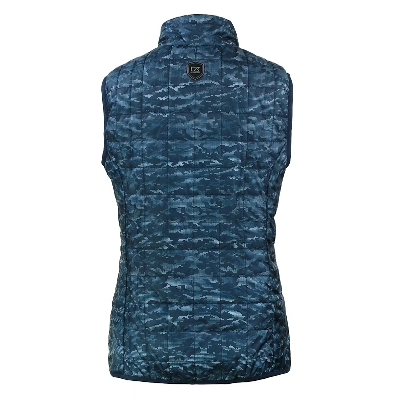 Women's Cutter & Buck Navy Los Angeles Chargers Rainier PrimaLoft Eco Insulated Full-Zip Printed Puffer Vest