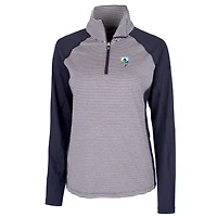 Women's Cutter & Buck Navy Los Angeles Chargers Throwback Logo Forge Tonal Stripe Stretch Half-Zip Pullover Top
