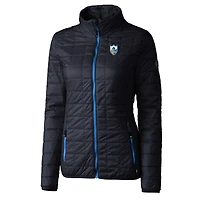 Women's Cutter & Buck Navy Los Angeles Chargers Throwback Logo Rainier PrimaLoft Eco Full-Zip Puffer Jacket