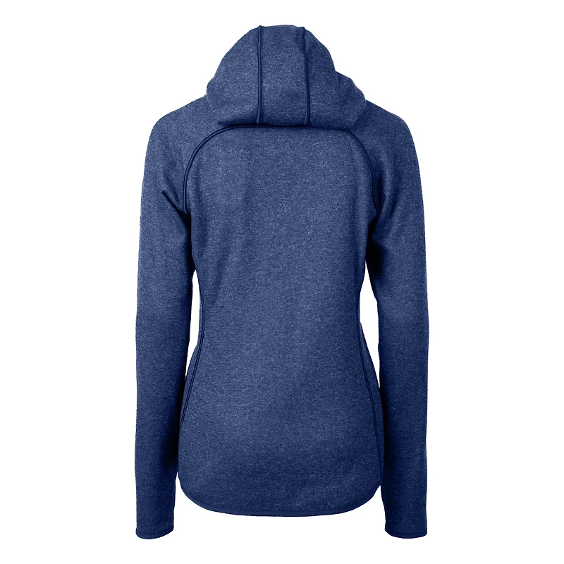 Women's Cutter & Buck  Powder Blue Los Angeles Chargers Helmet Logo Mainsail Sweater-Knit Full-Zip Hoodie