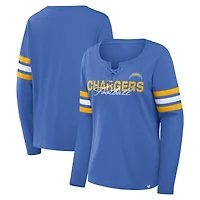Women's Fanatics  Blue Los Angeles Chargers Team First Coverage Scheme Lace-Up Long Sleeve T-Shirt