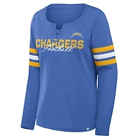 T-shirt à manches longues lacets Fanatics Blue Los Angeles Chargers pour femmes
