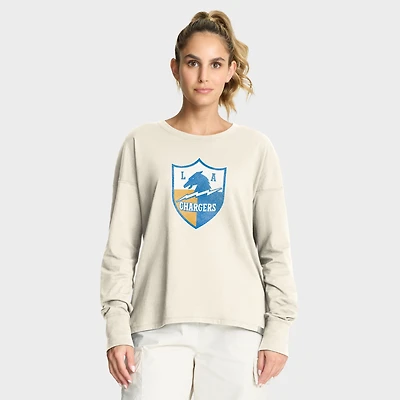 T-shirt à manches longues pour femme Fanatics crème Los Angeles Chargers Dove Legacy