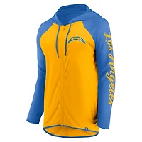 Women's Fanatics Gold/Powder Blue Los Angeles Chargers Script Full-Zip Hoodie
