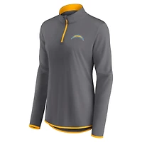 Women's Fanatics  Gray Los Angeles Chargers Corner Long Sleeve 1/4 Zip Top