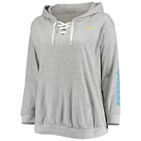 Sweat à capuche lacets grande taille Fanatics pour femmes, gris chiné, Los Angeles Chargers