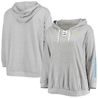 Sweat à capuche lacets grande taille Fanatics pour femmes, gris chiné, Los Angeles Chargers