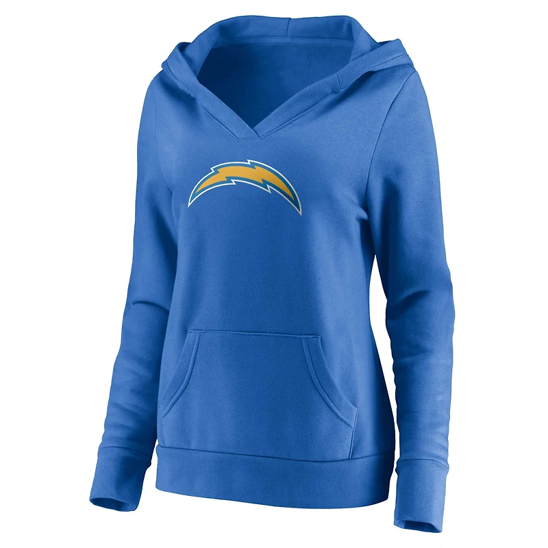 Fanatics pour femmes Justin Herbert Powder Blue Los Angeles Chargers Player Icon Nom et numéro Pull à capuche col en V