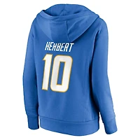 Fanatics pour femmes Justin Herbert Powder Blue Los Angeles Chargers Player Icon Nom et numéro Pull à capuche col en V