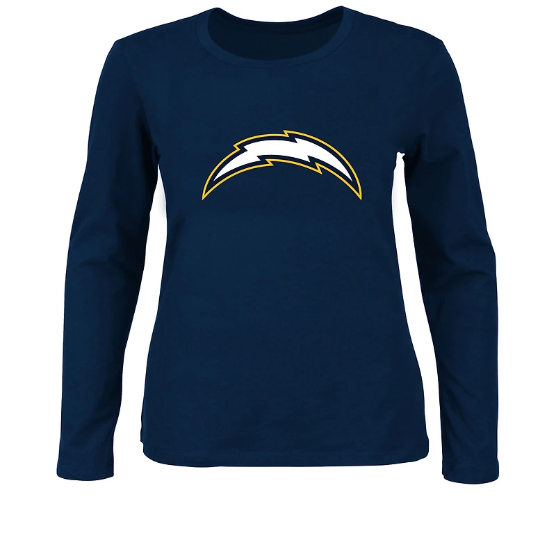 Women's Fanatics Navy Los Angeles Chargers Plus Primary Logo Long Sleeve T-Shirt