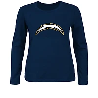 Women's Fanatics Navy Los Angeles Chargers Plus Primary Logo Long Sleeve T-Shirt