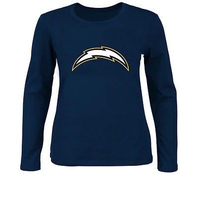 Women's Fanatics Navy Los Angeles Chargers Plus Primary Logo Long Sleeve T-Shirt