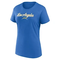 Women's Fanatics  Powder Blue/Heather Charcoal Los Angeles Chargers Script T-Shirt & Shorts Lounge Set