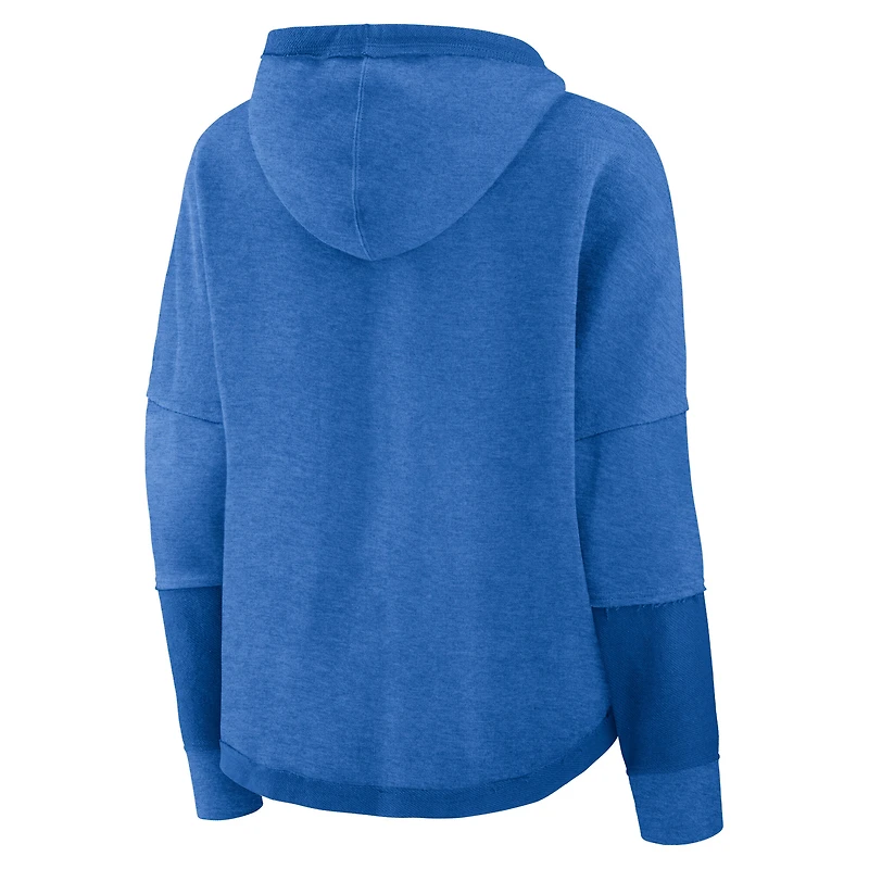 Fanatics pour femmes bleu poudre Los Angeles Chargers Lightewight Modest Crop Lounge Casque Arch Pull à capuche