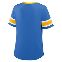 Women's Fanatics Powder Blue Los Angeles Chargers Redzone Draw Play Athena Lace-Up T-Shirt