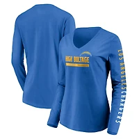 Women's Fanatics Powder Blue Los Angeles Chargers Slogan V-Neck Long Sleeve T-Shirt