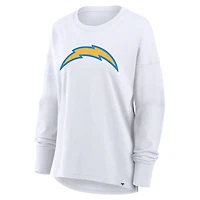 Women's Fanatics White Los Angeles Chargers Relaxed Hip Essential Long Sleeve T-Shirt