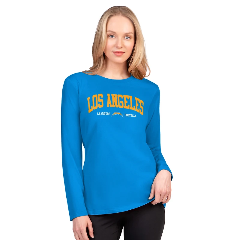T-shirt à manches longues G-III 4Her pour femme par Carl Banks, bleu poudre, Los Angeles Chargers, Best Play