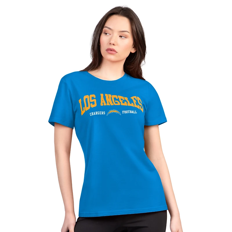 T-shirt col rond ultra-mince et léger G-III 4Her by Carl Banks bleu poudre pour femme, Los Angeles Chargers