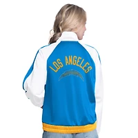 Women's G-III 4Her by Carl Banks White/Powder Blue Los Angeles Chargers Rally Rhinestone Full-Zip Track Jacket