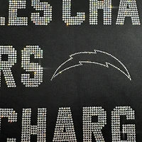Sweat-shirt noir décontracté à épaules tombantes Gameday Couture pour femme, motif Los Angeles Chargers, avec texte en strass Hype Era