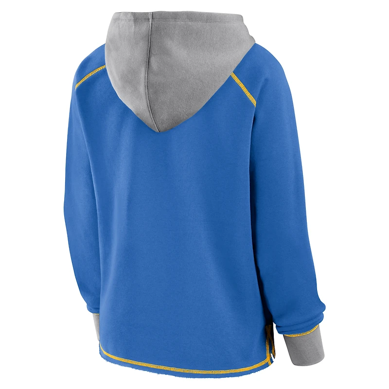 Sweat à capuche col en V molleton Boom bleu poudre avec logo pour femme des Chargers de Los Angeles