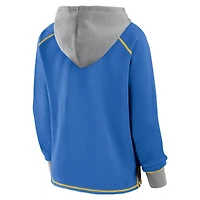 Sweat à capuche col en V molleton Boom bleu poudre avec logo pour femme des Chargers de Los Angeles