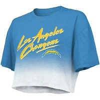 Haut court pour femmes Majestic Threads Justin Herbert bleu poudre/blanc Los Angeles Chargers Dip-Dye Nom et numéro du joueur