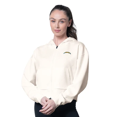 Women's MSX by Michael Strahan Cream Los Angeles Chargers Eleanor Full-Zip Hoodie