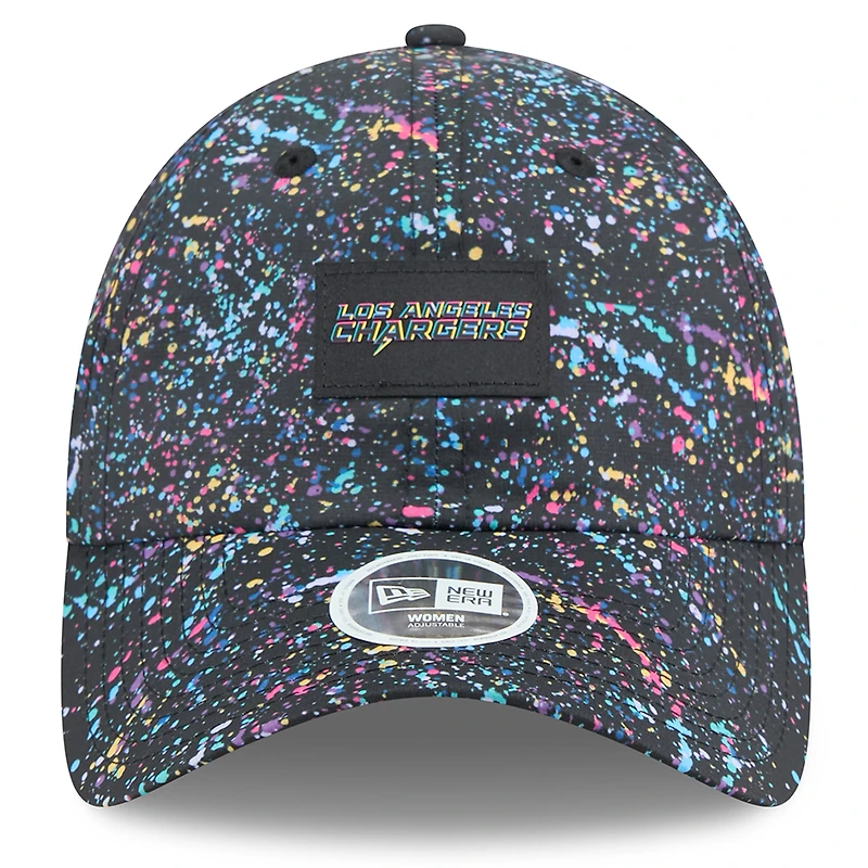 Casquette ajustable noire New Era Los Angeles Chargers 2025 NFL Crucial Catch Pony Tail pour femme