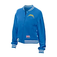 Veste polaire rétro New Era bleue à boutons-pression pour femme des Los Angeles Chargers