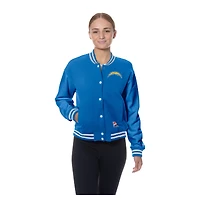 Veste polaire rétro New Era bleue à boutons-pression pour femme des Los Angeles Chargers